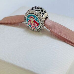 Disney Parks Pandora RunDisney Ariel Princess Marathon 5K Charm Button 2024